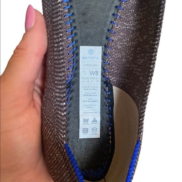 Rothy’s The Point Flats Women’s 8 Metallic Brown Blue Trim Washable - Picture 7 of 8